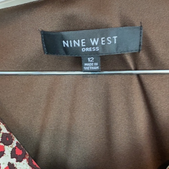 NWT Nine West Brown And Red Cheetah Mini Dress 12 - Picture 4 of 11